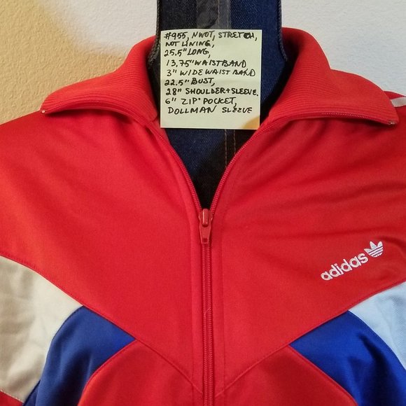 #955 NWOT Adidas Red & Blue Track Jacket S Dolman - Picture 2 of 16
